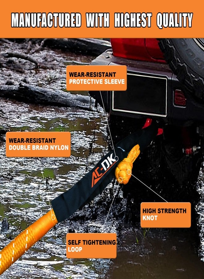 AC-DK Kinetic Recovery Rope (1in x 30ft Orange) 48000lbs Strap,Heavy Duty Stretch Nylon Towing Ropes with 2pcs Soft Shackles for Offroad Vehicle,Jeep,SUV,ATV,UTV,Tractor Elastic Ropes Kit - Image 5
