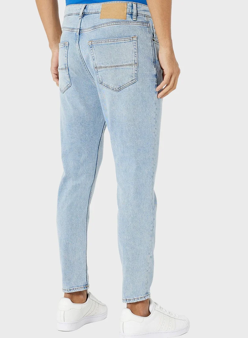 Mango Man Light Wash Tapered Fit Jeans