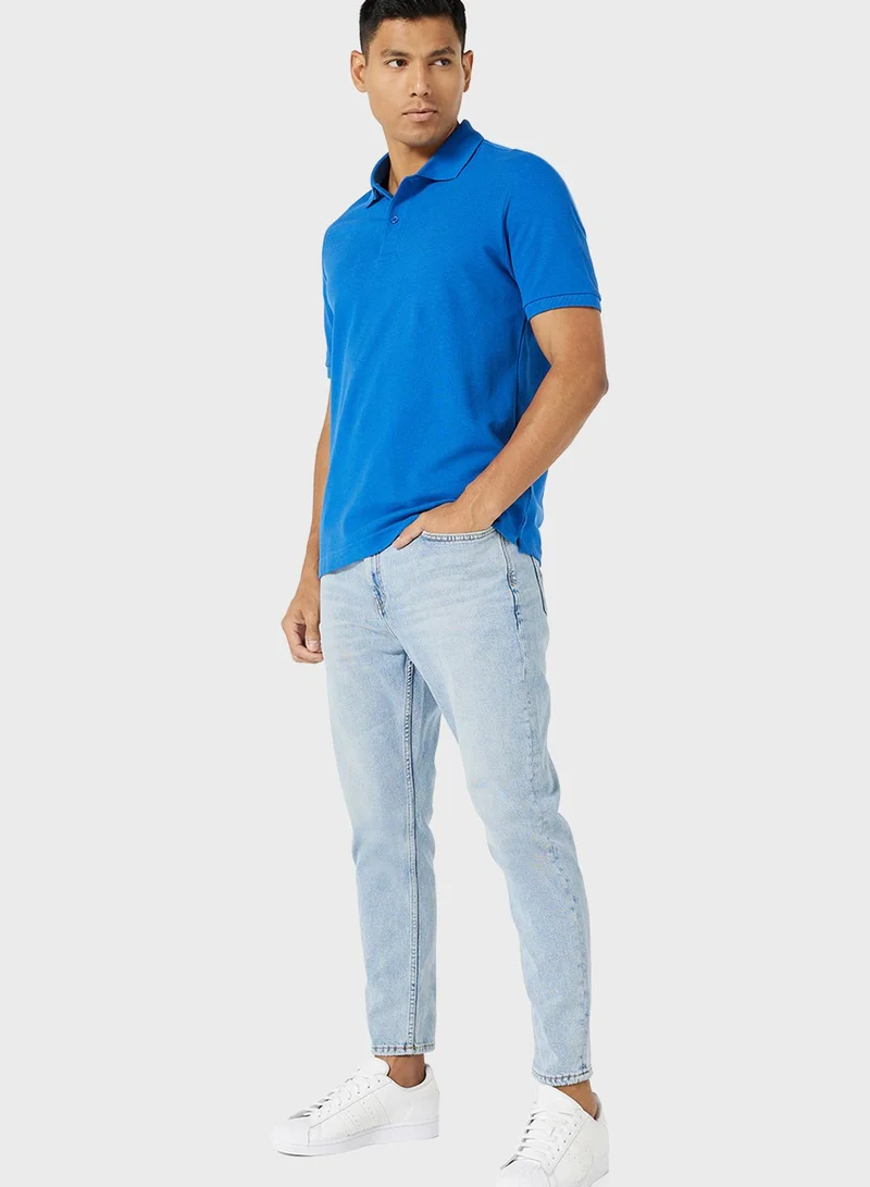 Mango Man Light Wash Tapered Fit Jeans