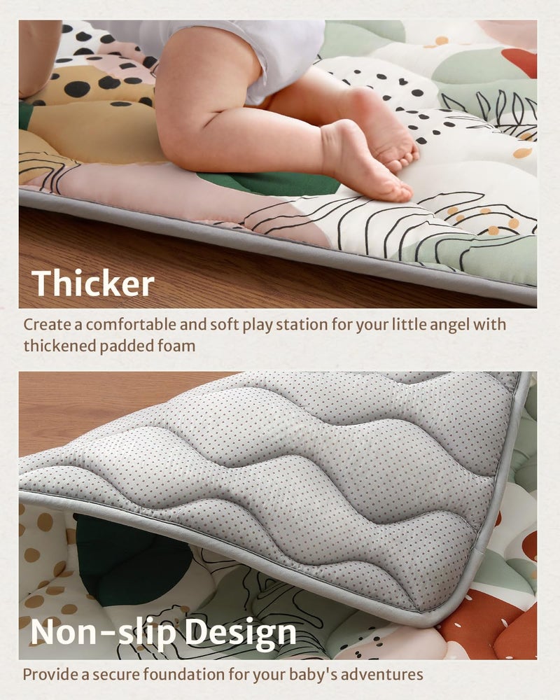Blissful Diary Baby Play Mats for Floor, 50x50 Inch Crawling Mat for Playpen, Thick Padding Foam Playmats for Babies and Toddlers, Modern Abstract - Image 4