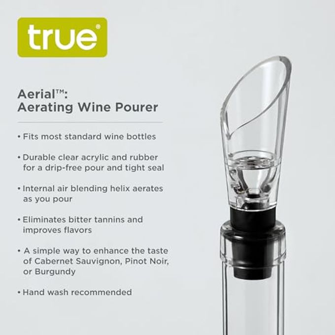 True Aerial Wine Aerator Pourer Spout Aerating Pourers for Wine Bottles, Clear - Image 5