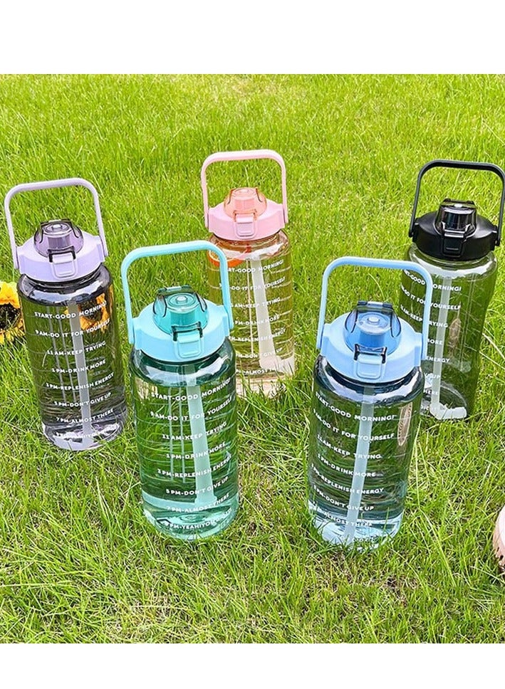 Generic 2L Motivational Water Bottle with Time Marker & Strawer- Leakproof, Large Water Jug for Home Office Fitness Gym (Green) - Image 4