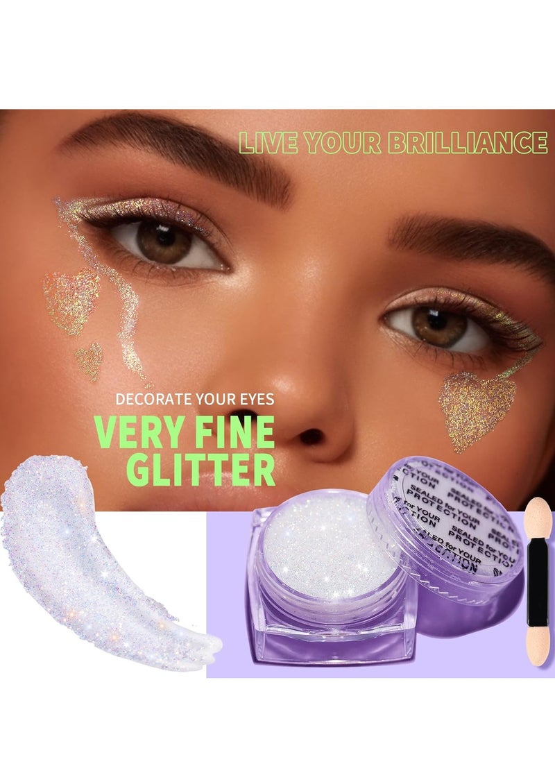 Teenitor Teenitor Face Glitter Body Glitter, Clear White Body Glitter Gel, Hair Glitter Gel, 6 Shapes Rave Glitter, Mermaid Sequins Makeup Glitters Face Paint, Chunky Sparkling Glitter Gel for Women  - Image 3