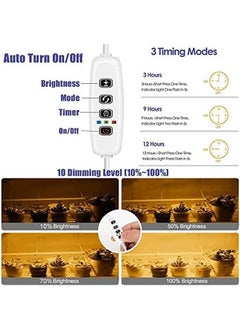 SYOSI Led Plant Grow Light Strips Full Spectrum Grow Light For Indoor Plants With Auto On And Off Timer 10 Dimmable Levels With 48 Leds Sunlike Grow Lamp For Seedlings Hydroponics  - Image 3