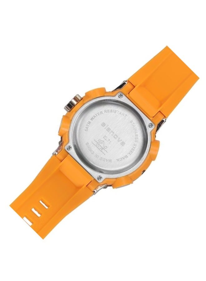 إيلانوفا ساعة يد رقمية وتناظرية بتصميم رياضي، مقاومة للماء حتى 5 بار، مزودة بتوقيت مزدوج وحزام سيليكون متين، طراز EL71 - Image 5