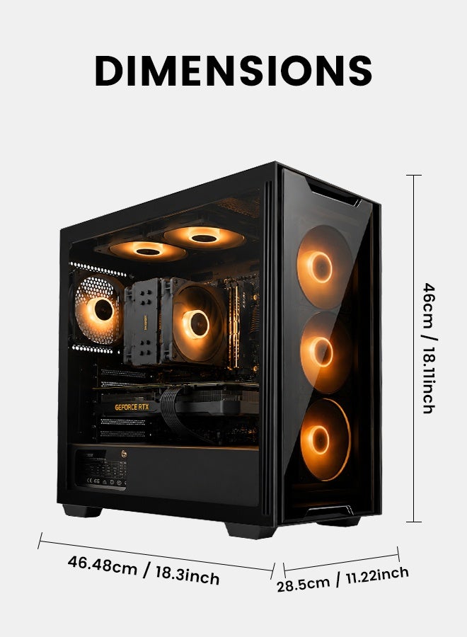 GASIN Vega Pro Max Gaming PC, Intel Core i5-12400F, NVIDIA GeForce RTX 5060 8GB, 32GB DDR4 RAM, 1TB NVMe M.2 SSD, Wi-Fi & Bluetooth, 4 ARGB Fans, Windows 11 Pro black - Image 4