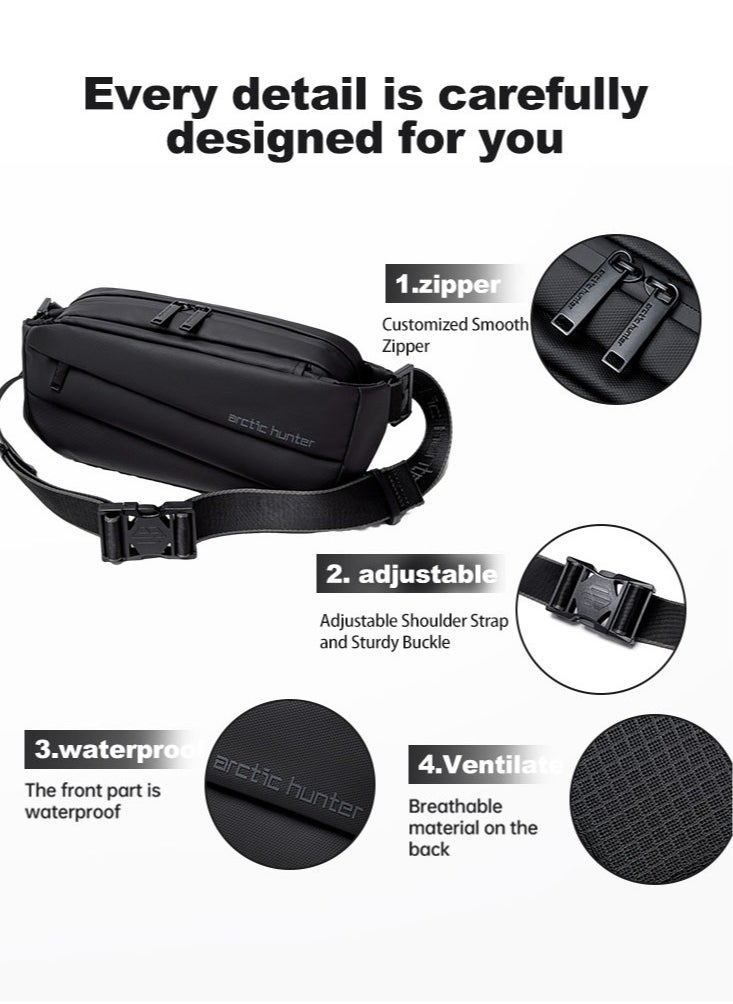 ARCTIC HUNTER Waist Belt Bag Waistpack for Sports Workout Traveling Running Hiking Wallets Money Pack Phone Bag for Men,Black  - Image 4