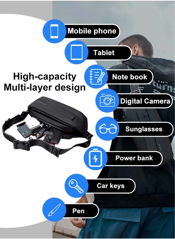 ARCTIC HUNTER Waist Belt Bag Waistpack for Sports Workout Traveling Running Hiking Wallets Money Pack Phone Bag for Men,Black  - Image 5