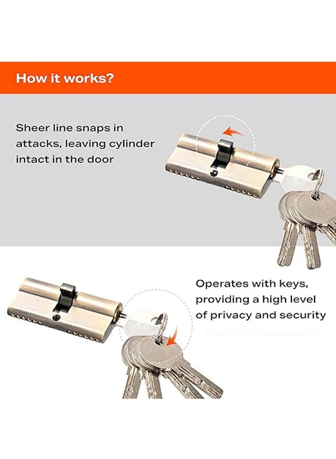 70 مم قفل أسطوانة مع 3 مفاتيح ، عالية الأمن مكافحة السرقة قفل النواة ، سهلة تثبيت قفل أسطوانة مفتاح للأبواب ، تصميم دائم ومكافحة الصدأ لأصحاب المنازل والمديرين والمقاولين - Image 4