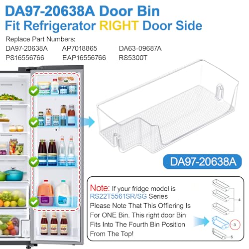 Alvar UPGRADED DA97-20638A DA63-09687A Refrigerator Door Bin Compatible with Samsung Refrigerator Door Shelf Replacement RS27T5200SR Samsung Fridge Door Shelves PS16556766 RS27T5200SG RS27T5561SR RS27T5201 - Image 2