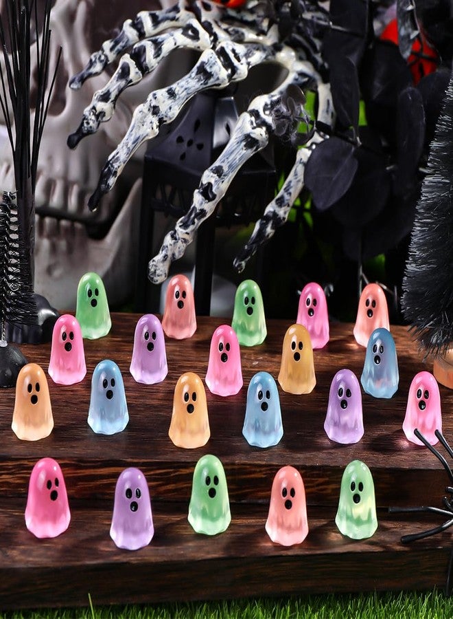 DULEFUN 100pcs Halloween Mini Ghosts Figures, Luminous Small Little Resin Ghost Figurines to Hide Glow in The Dark Tiny Statue for Halloween Party Favors Dollhouse Decorations Toys - Image 4