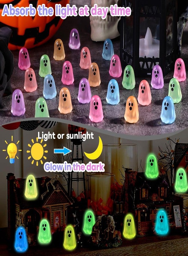 DULEFUN 100pcs Halloween Mini Ghosts Figures, Luminous Small Little Resin Ghost Figurines to Hide Glow in The Dark Tiny Statue for Halloween Party Favors Dollhouse Decorations Toys - Image 5
