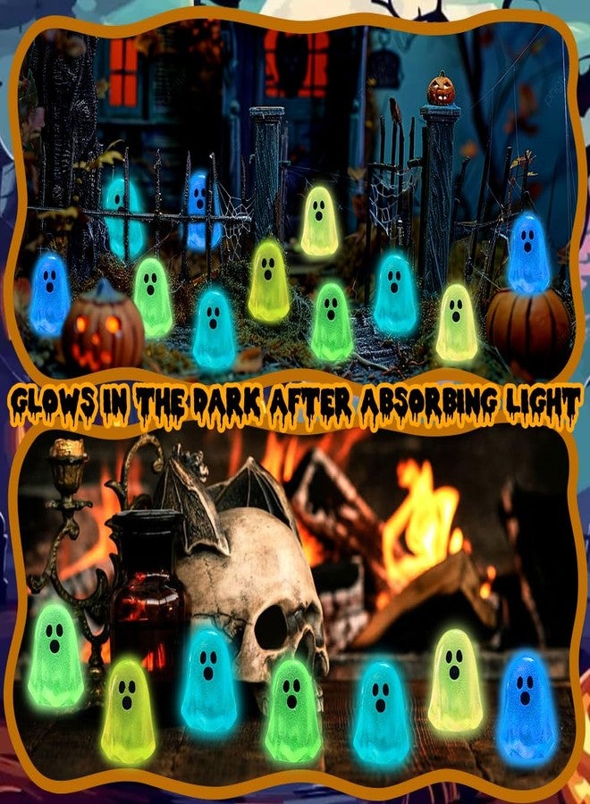 DULEFUN 100pcs Halloween Mini Ghosts Figures, Luminous Small Little Resin Ghost Figurines to Hide Glow in The Dark Tiny Statue for Halloween Party Favors Dollhouse Decorations Toys - Image 2