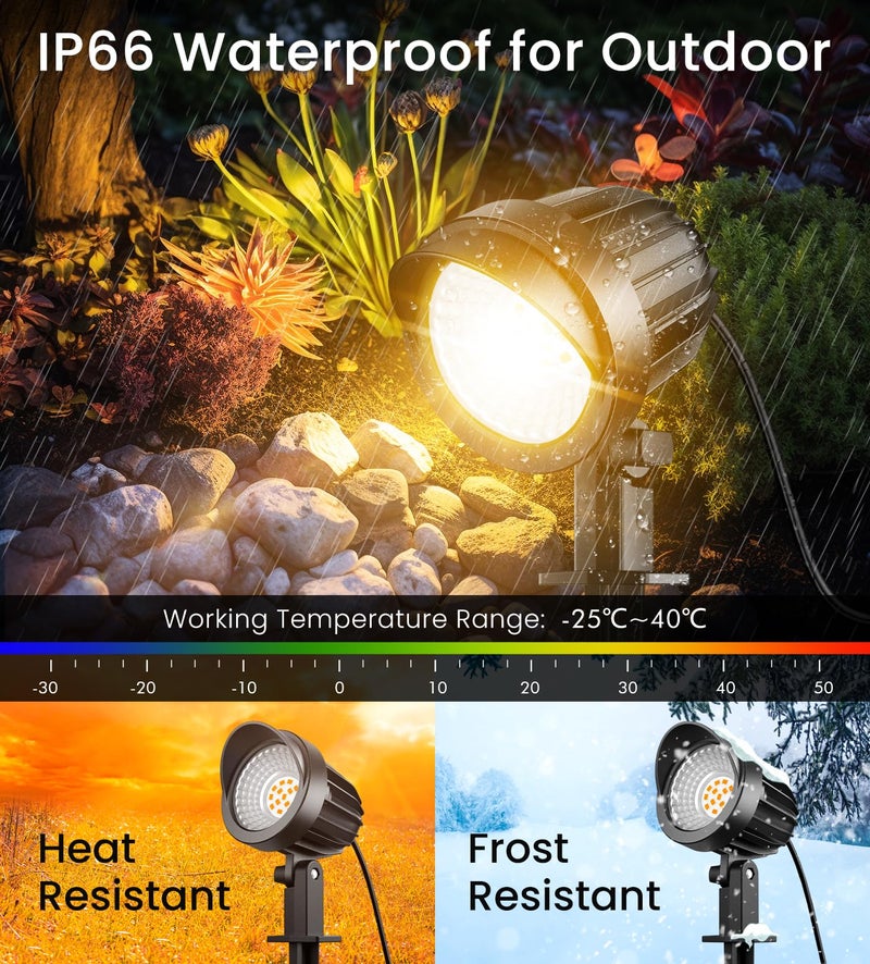 MEIKEE 7W 800lm Landscape Lighting, DC/AC 12V 24V Low Voltage Landscape Lights, 2700K Warm White IP66 Waterproof Outdoor Garden Pathway Yard Lights (8 Pack with Connectors) - Image 4