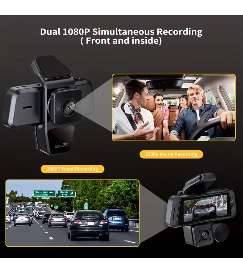 مسجل سيارة 360 درجة كامل مع رؤية ليلية بدقة 1080p طراز S3 بعدسة قابلة للدوران وبطاقة 32 جيجابايت - Image 2