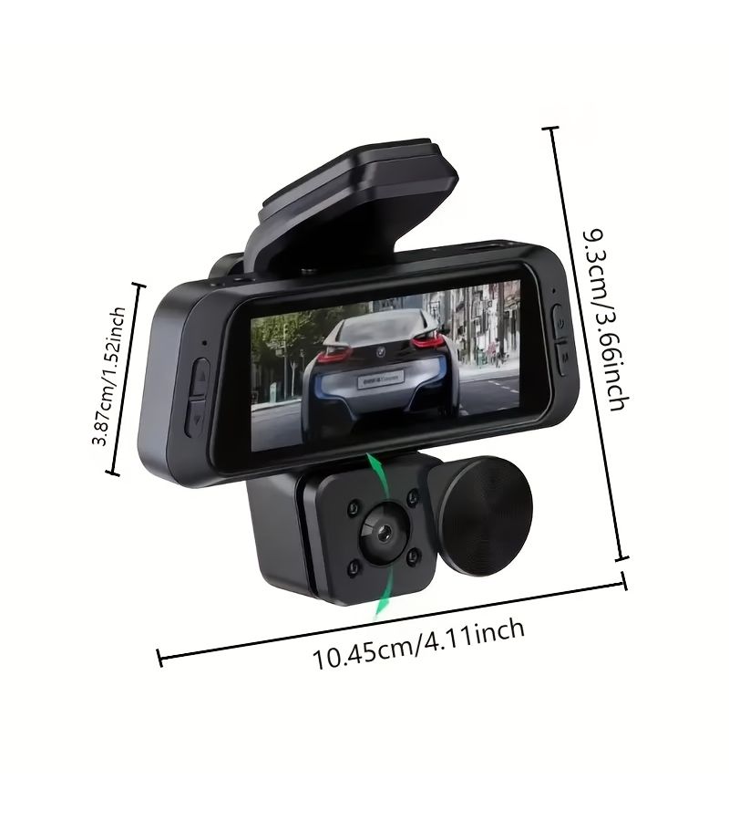 مسجل سيارة 360 درجة كامل مع رؤية ليلية بدقة 1080p طراز S3 بعدسة قابلة للدوران وبطاقة 32 جيجابايت - Image 1