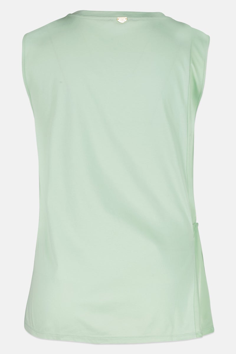 TWINSET Women Round Neck Sleeveless Plain Tank Top, Pastel Green - Image 3
