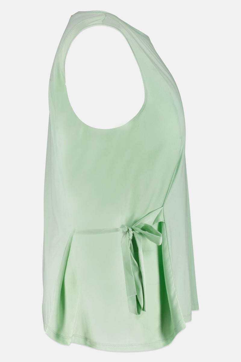 TWINSET Women Round Neck Sleeveless Plain Tank Top, Pastel Green - Image 4