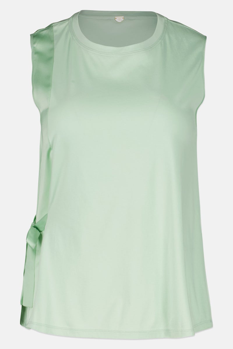 TWINSET Women Round Neck Sleeveless Plain Tank Top, Pastel Green - Image 2