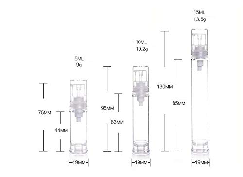 Elandy 12Pcs Portable Empty Refillable Clear Plastic Airless Vacuum Pump Bottle Cosmetic Make-up Cream Lotion Sample Packing Toiletries Liquid Storage Container Vial Jars(10ml/0.34oz) - Image 3