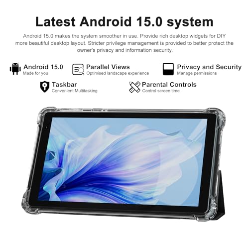 PEICHENG Tablet with Protective Case, 7" IPS 1024 * 600 Android 15.0 Tab PC RAM 8GB(3+5Expand)+ROM 32GB Bluetooth 5.0 WiFi6 2.4G+5G 2MP+5MP Dual Cameras (Black) - Image 2