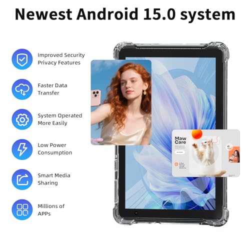 PEICHENG Tablet with Protective Case, 7" IPS 1024 * 600 Android 15.0 Tab PC RAM 8GB(3+5Expand)+ROM 32GB Bluetooth 5.0 WiFi6 2.4G+5G 2MP+5MP Dual Cameras (Black) - Image 3