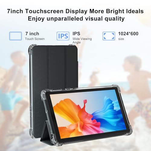 PEICHENG Tablet with Protective Case, 7" IPS 1024 * 600 Android 15.0 Tab PC RAM 8GB(3+5Expand)+ROM 32GB Bluetooth 5.0 WiFi6 2.4G+5G 2MP+5MP Dual Cameras (Black) - Image 4