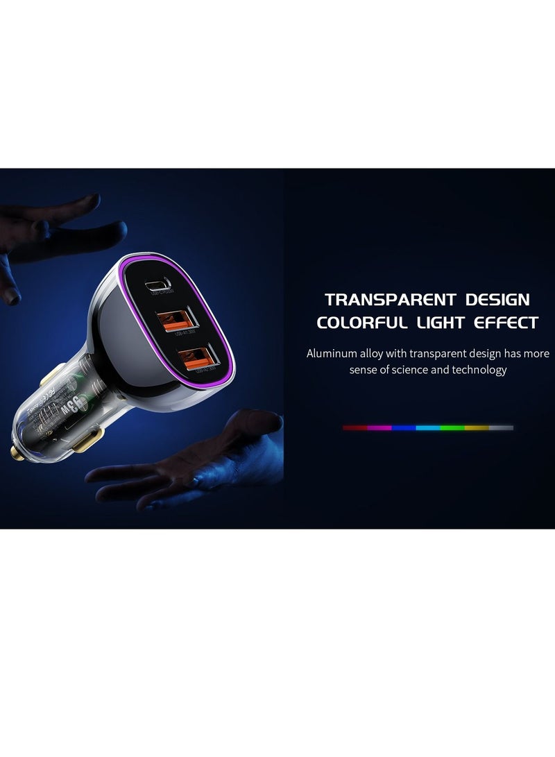 Recci 93W Super Fast Car Charger PD3.0 Qualcomm Quick Charger 3.0 With 3 Port, Type-C 33W, USB 30W and USB 30W for iPhone Samsung And Other Fast Charging Phones - Image 2