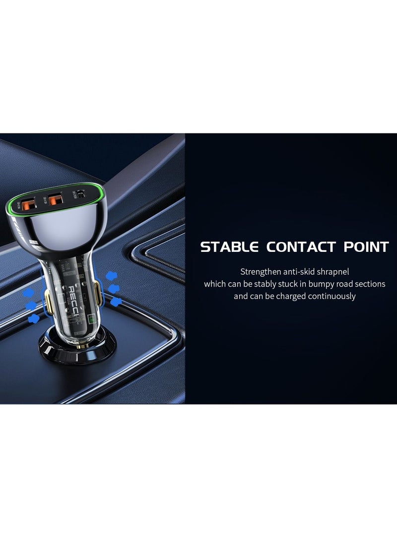 Recci 93W Super Fast Car Charger PD3.0 Qualcomm Quick Charger 3.0 With 3 Port, Type-C 33W, USB 30W and USB 30W for iPhone Samsung And Other Fast Charging Phones - Image 4