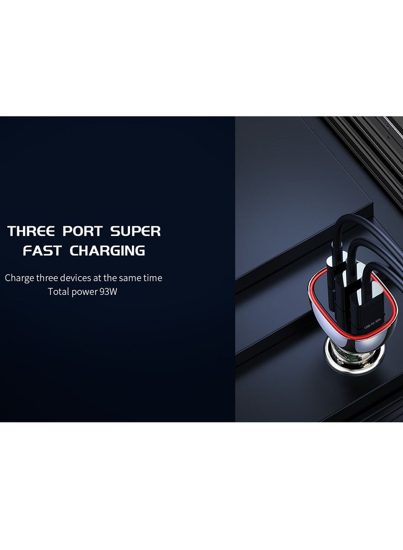 Recci 93W Super Fast Car Charger PD3.0 Qualcomm Quick Charger 3.0 With 3 Port, Type-C 33W, USB 30W and USB 30W for iPhone Samsung And Other Fast Charging Phones - Image 3