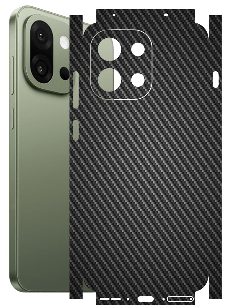 AtOdds - Full Body Back Screen Guard Protector Film - 3D Textured Lamination Wrap Skin Sticker for OnePlus 13s (5G) | Scratchproof Matte Finish (Design - Black CF) - Image 1