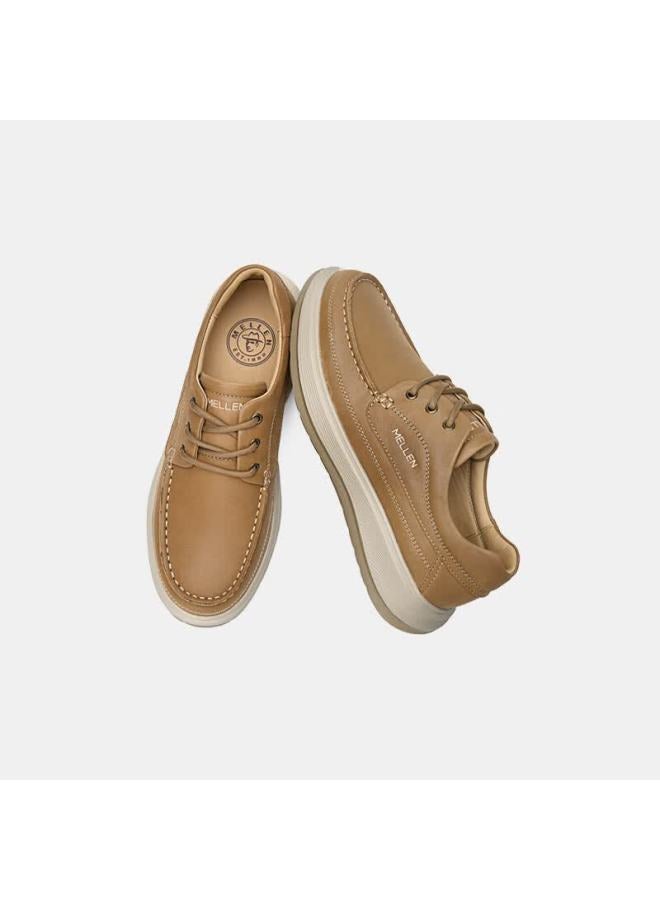 Mellen Soft Sole Lace-up Casual Leather Shoes Versatile Comfortable Breathable Durable Dad Shoes Mu767811 Light Brown Size 37 - Image 2
