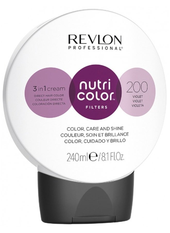 Revlon Professional Nutri Color Filters Soin Crème 3en1 Repigmentant Nutritif 240 ml - Hair Colour: 200 Violet - Image 1