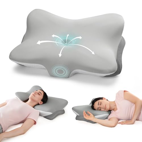 LTHTRADE Cervical Pillow for Neck Pain Relief - Ergonomic Memory Foam Contour Pillows with Cooling Cover & Adjustable Heights, Orthopedic Cervical Pillow for Side, Back & Stomach Sleepers (Grey) - Image 1