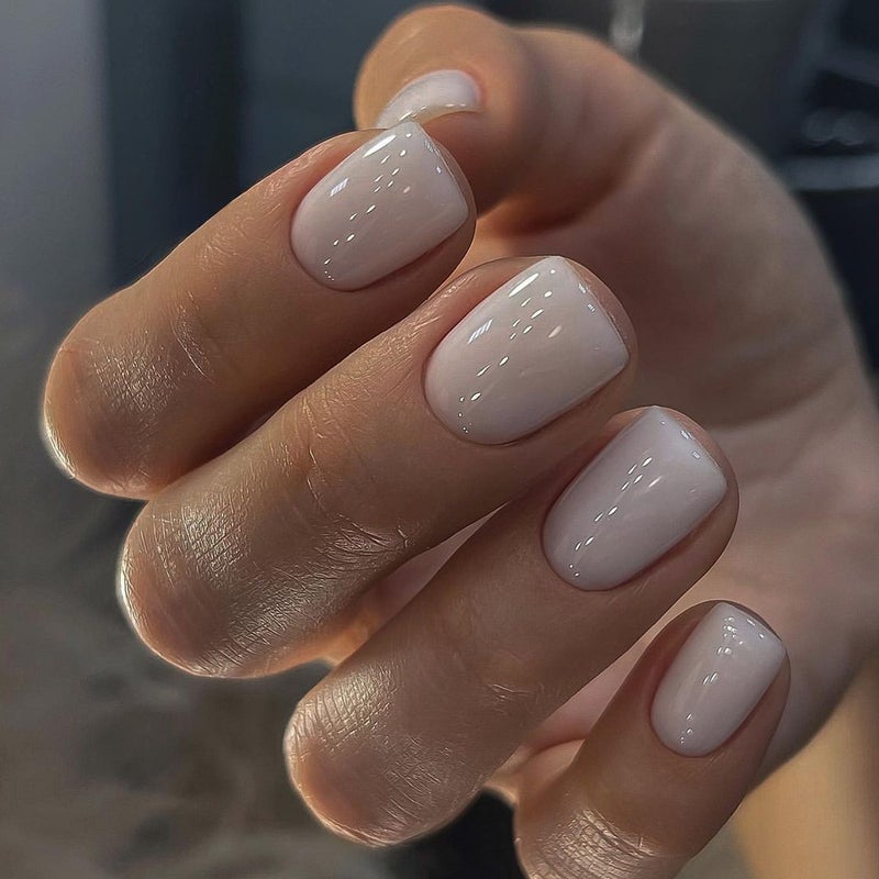 Border Handmade Wearable Nail Tips - Pure Color Short Style, Rectangle Shape, High-End Fake Nails Collection - Image 1