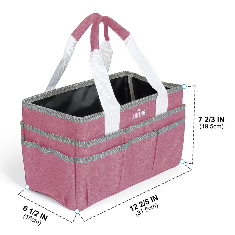 JJRING Craft Organizer Tote Bag, Art Storage Caddy with Multiple Pockets, Pink Sewing Bag for Art, Craft, Scrapbooking, School, Medical, and Office Supplies Storage - Image 2