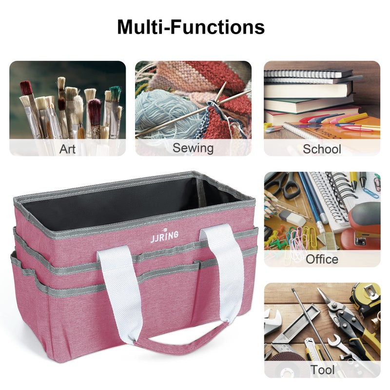 JJRING Craft Organizer Tote Bag, Art Storage Caddy with Multiple Pockets, Pink Sewing Bag for Art, Craft, Scrapbooking, School, Medical, and Office Supplies Storage - Image 5