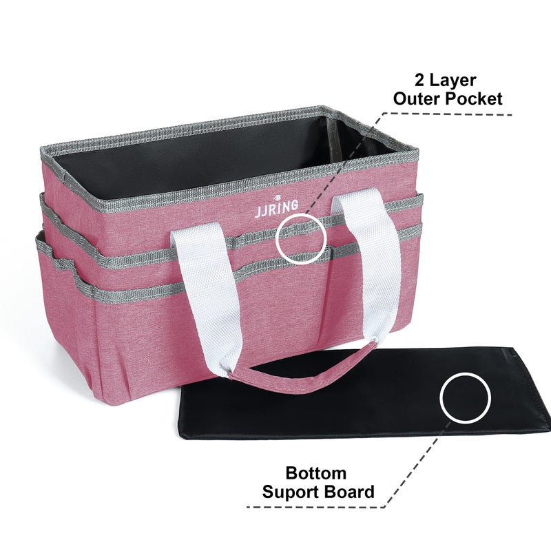 JJRING Craft Organizer Tote Bag, Art Storage Caddy with Multiple Pockets, Pink Sewing Bag for Art, Craft, Scrapbooking, School, Medical, and Office Supplies Storage - Image 3