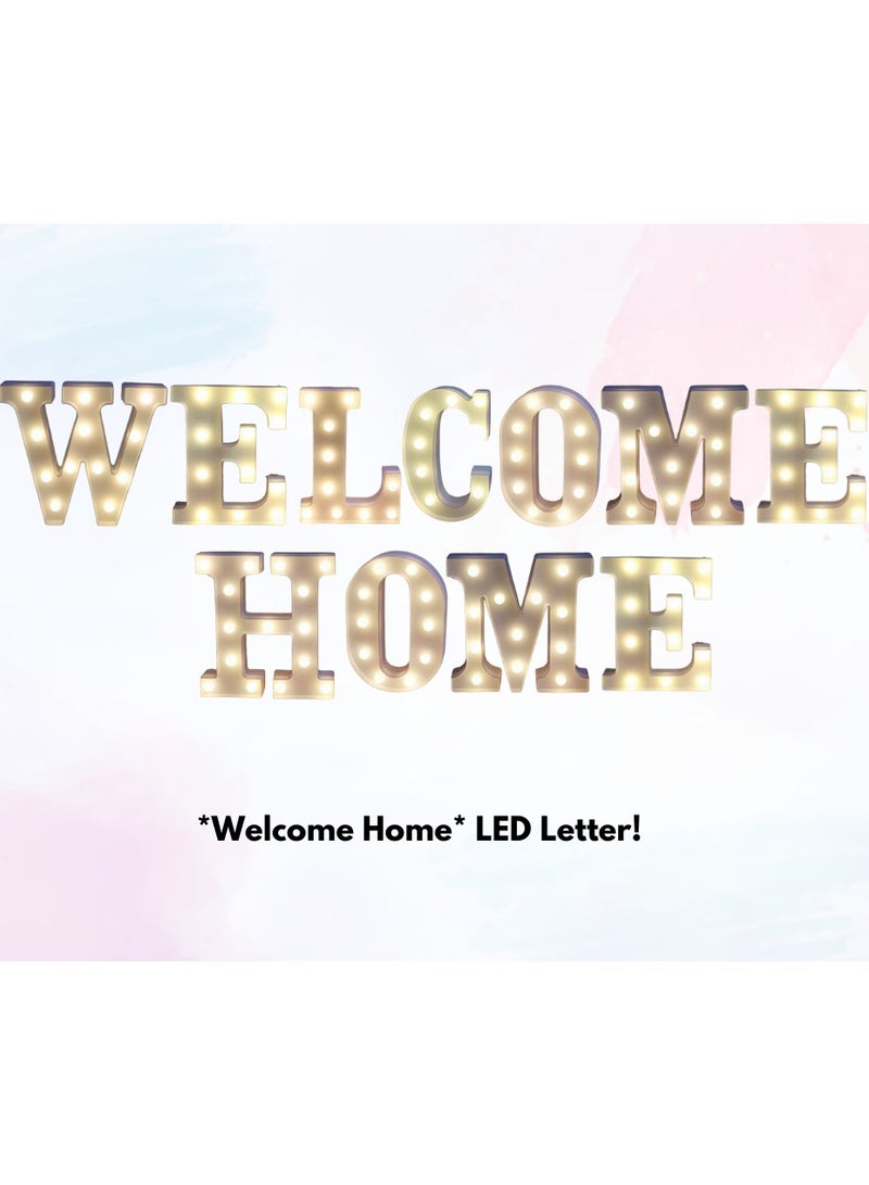 Vitacelli أضواء حروف الأبجدية LED تضيء الحروف البلاستيكية المعلقة الدائمة مرحبًا بك في المنزل (8.54 بوصة × 7.2 بوصة × 1.7 بوصة)