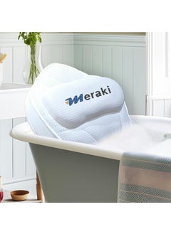 Meraki Bath Pillow, Luxury Bathtub Pillow for Tub Neck and Back Support, Extra Thick, (Machine Washable, Quick Dry) 5d MESH, Spa Pillows for Bathtub, Bathtub Pillow for Soaking Tub 