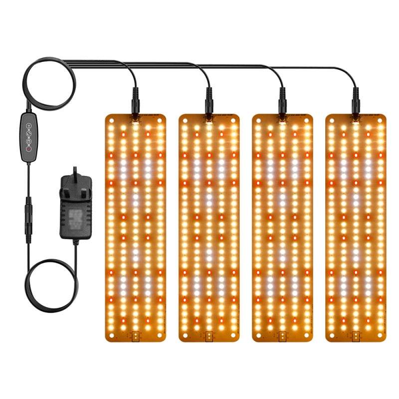 مصباح نمو النباتات بالفيرات الصلبة (LED): لوحة ألومنيوم رفيعة جداً مقاس 11.8 × 3.15 بوصة، ضوء طبيعي يشبه ضوء الشمس بأطيف كامل مع 80+64+456 حبة - توقيت ذكي لمدة 24 ساعة بخيارات 3 ساعات/6 ساعات/12 ساعة، سطوع قابل للتعديل على 6 مستويات للحديقة الداخلية - Image 1