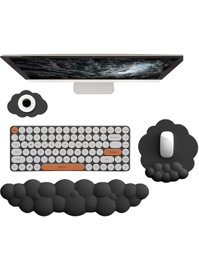 TRASSLE Cloud Wrist Rest Keyboard Cloud Wrist Pad Keyboard Wrist Rest Keyboard Cloud Mouse Pad Leather PU Non-Slip Base Desk Wrist Rest Support for Computer Laptop Gaming Mac Home Office - Image 1
