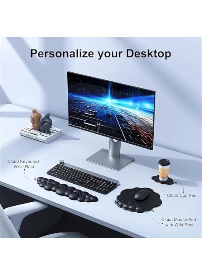 TRASSLE Cloud Wrist Rest Keyboard Cloud Wrist Pad Keyboard Wrist Rest Keyboard Cloud Mouse Pad Leather PU Non-Slip Base Desk Wrist Rest Support for Computer Laptop Gaming Mac Home Office - Image 2