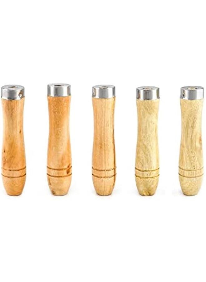 Arabest Wooden File Handle with Strong Metal Collars, 5 Pack Ergonomic Handles Easy Installation for 4'' - 7'' Metal File, Screwdriver, Hand Drill  - Image 2