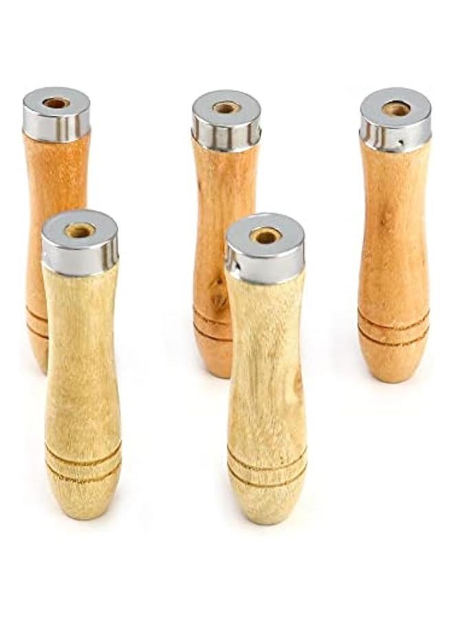 Arabest Wooden File Handle with Strong Metal Collars, 5 Pack Ergonomic Handles Easy Installation for 4'' - 7'' Metal File, Screwdriver, Hand Drill  - Image 1