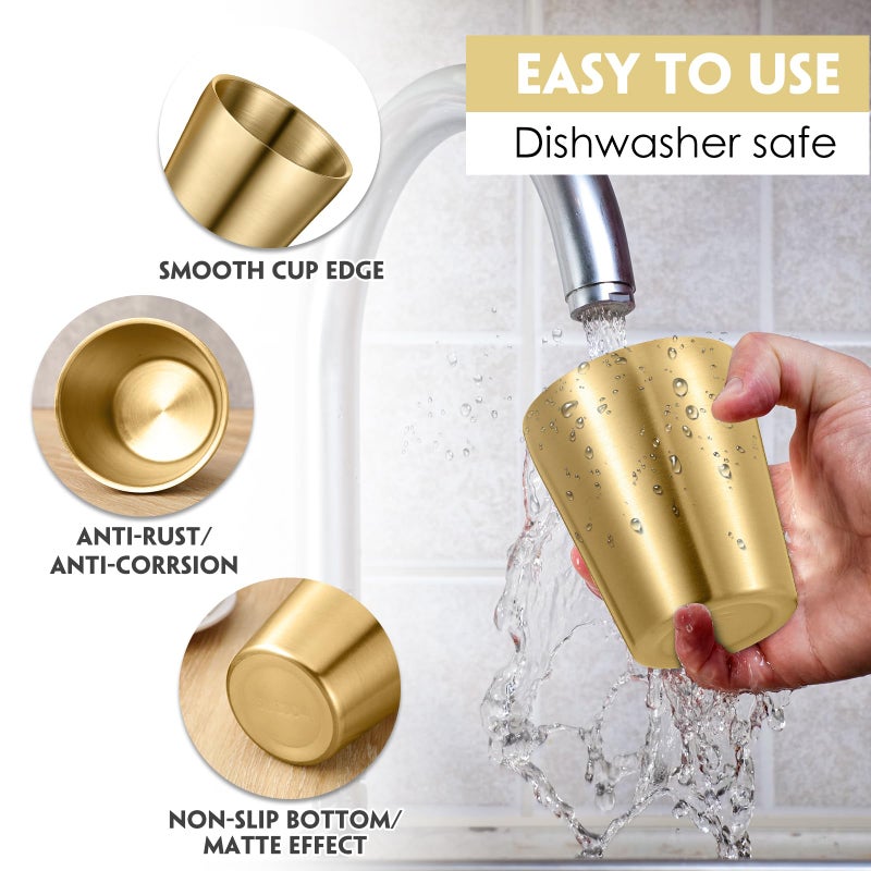 Mimorou 8 Pack Stainless Steel Insulated Cup 10 oz Metal Tumbler Double Wall Vacuum Water Glasses Camping Reusable Mugs BBQ Home Office Party Coffee(Gold) - Image 4