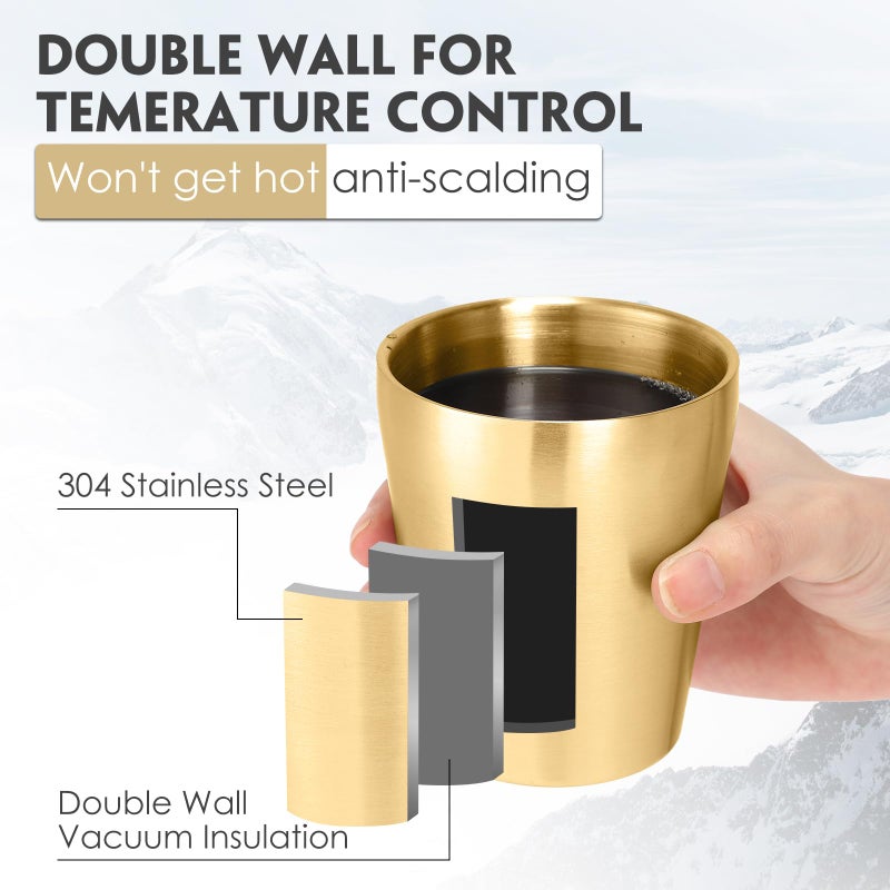 Mimorou 8 Pack Stainless Steel Insulated Cup 10 oz Metal Tumbler Double Wall Vacuum Water Glasses Camping Reusable Mugs BBQ Home Office Party Coffee(Gold) - Image 3