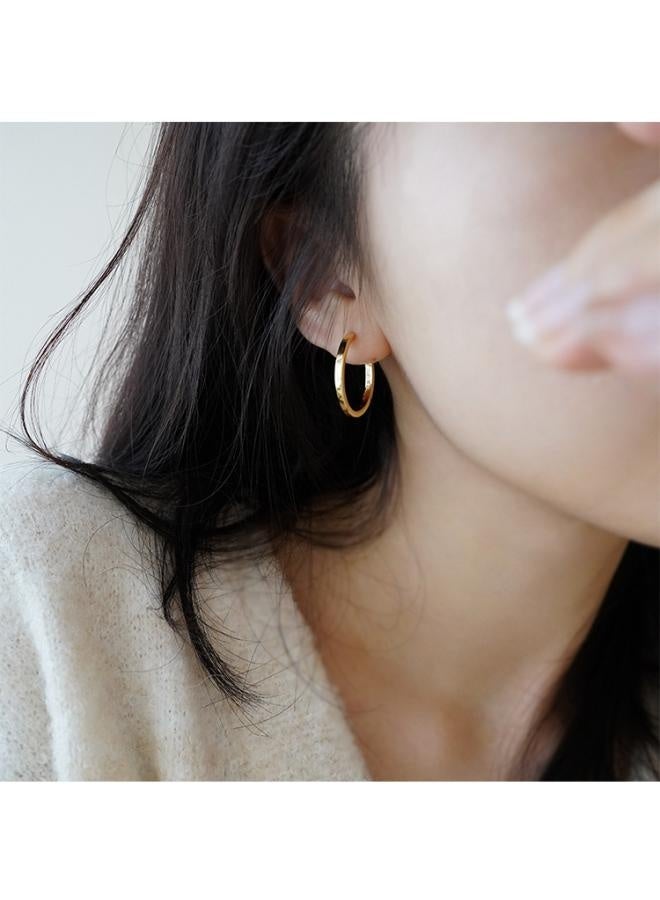 Advanced Sense Circle Earrings New Fashion Summer Simple Plain Ring Niche Design Sterling Silver 
