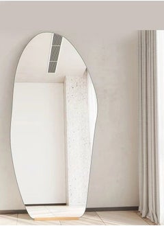 fashionhome Modern Scandinavian Design Full Length Mirror Standing Hanging or Leaning Against Wall Large Bedroom Floor Mirror Dressing Mirror Wall-Mounted Mirror Wood Frame Wavy Mirror Round Corner 50x160 cm  - Image 2