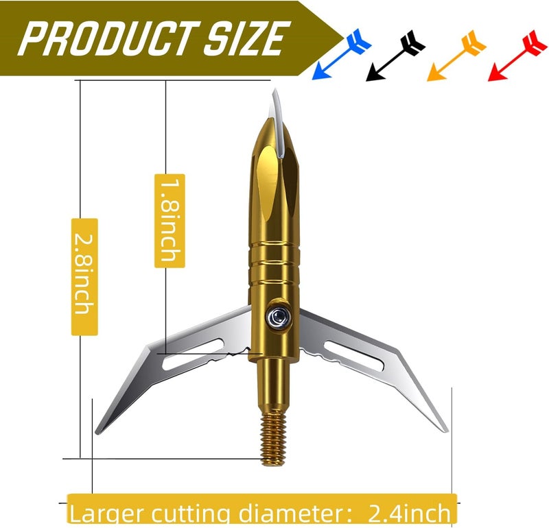 e5e10 12pcs Hunting Broadheads 100 Grain Archery Broadheads 420 Stainless Steel Higher Hardness 2-Blades + 1 pc Broadhead Case for Arrowheads - Image 2